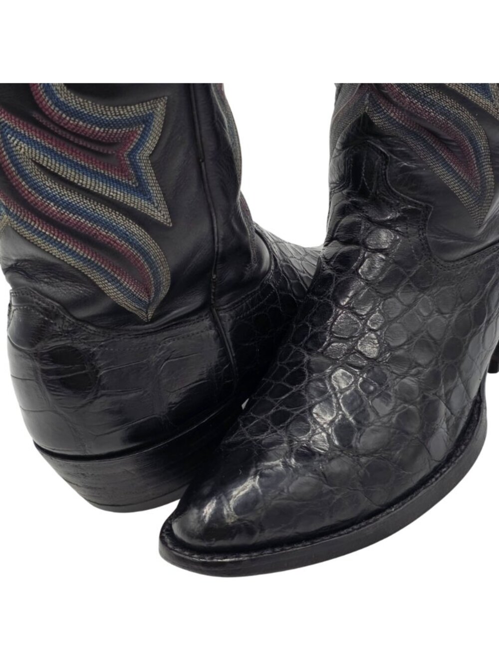 Vintage Justin Exotic Black Alligator Belly Cowboy Western Boots Mens size 9.5D - Picture 14 of 16